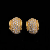 Swarovski Diamante Pave Vintage Half Hoop Gold Pierced Earrings - 24 Wishes Vintage Jewelry