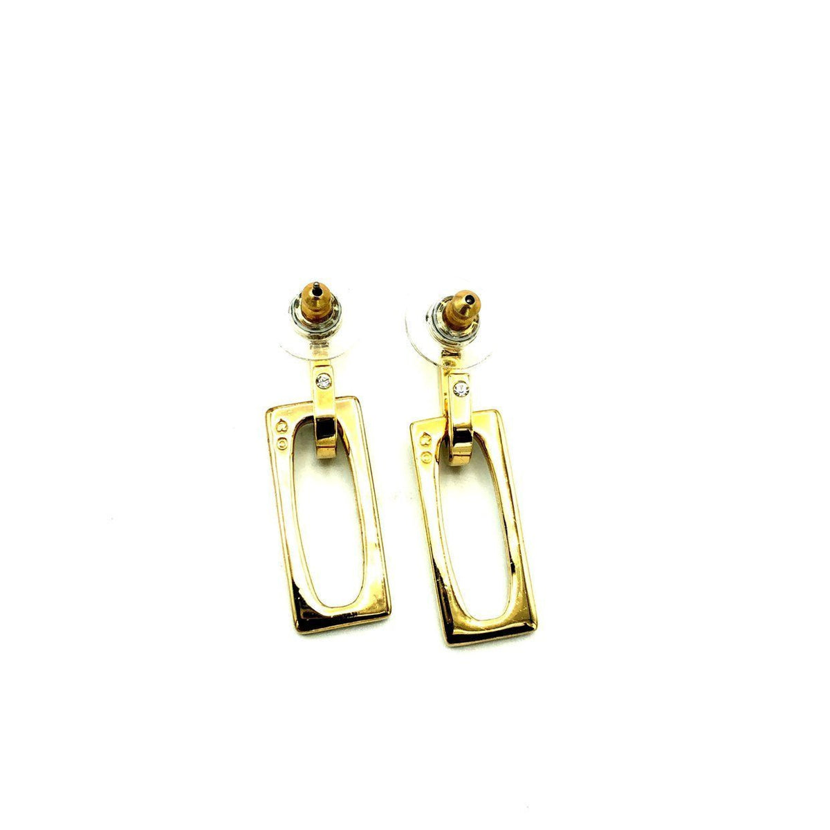 Swarovski Door Knocker Crystal Vintage Gold Pierced Earrings - 24 Wishes Vintage Jewelry