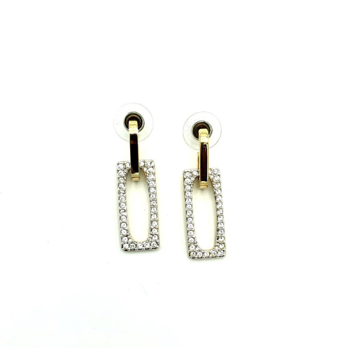 Swarovski Door Knocker Crystal Vintage Gold Pierced Earrings - 24 Wishes Vintage Jewelry