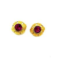 Swarovski Gold Large Pink Crystal Clip - On Earrings - 24 Wishes Vintage Jewelry