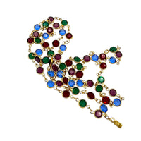Swarovski Jewel Tone Bezel Set Necklace Vintage Gold Round Crystal Station Chain Jewelry 24 Wishes Vintage Jewelry