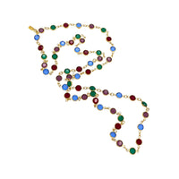 Swarovski Jewel Tone Bezel Set Necklace Vintage Gold Round Crystal Station Chain Jewelry 24 Wishes Vintage Jewelry