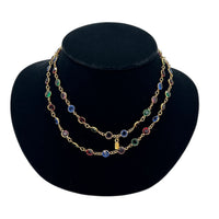 Swarovski Jewel Tone Bezel Set Necklace Vintage Gold Round Crystal Station Chain Jewelry 24 Wishes Vintage Jewelry