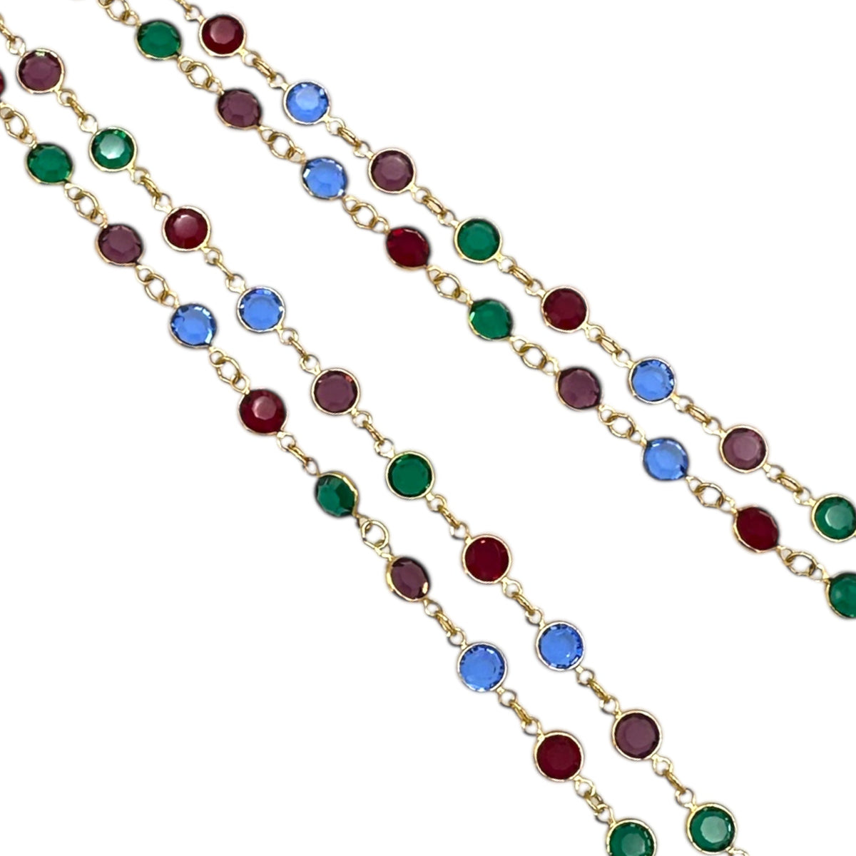 Swarovski Jewel Tone Bezel Set Necklace Vintage Gold Round Crystal Station Chain Jewelry 24 Wishes Vintage Jewelry