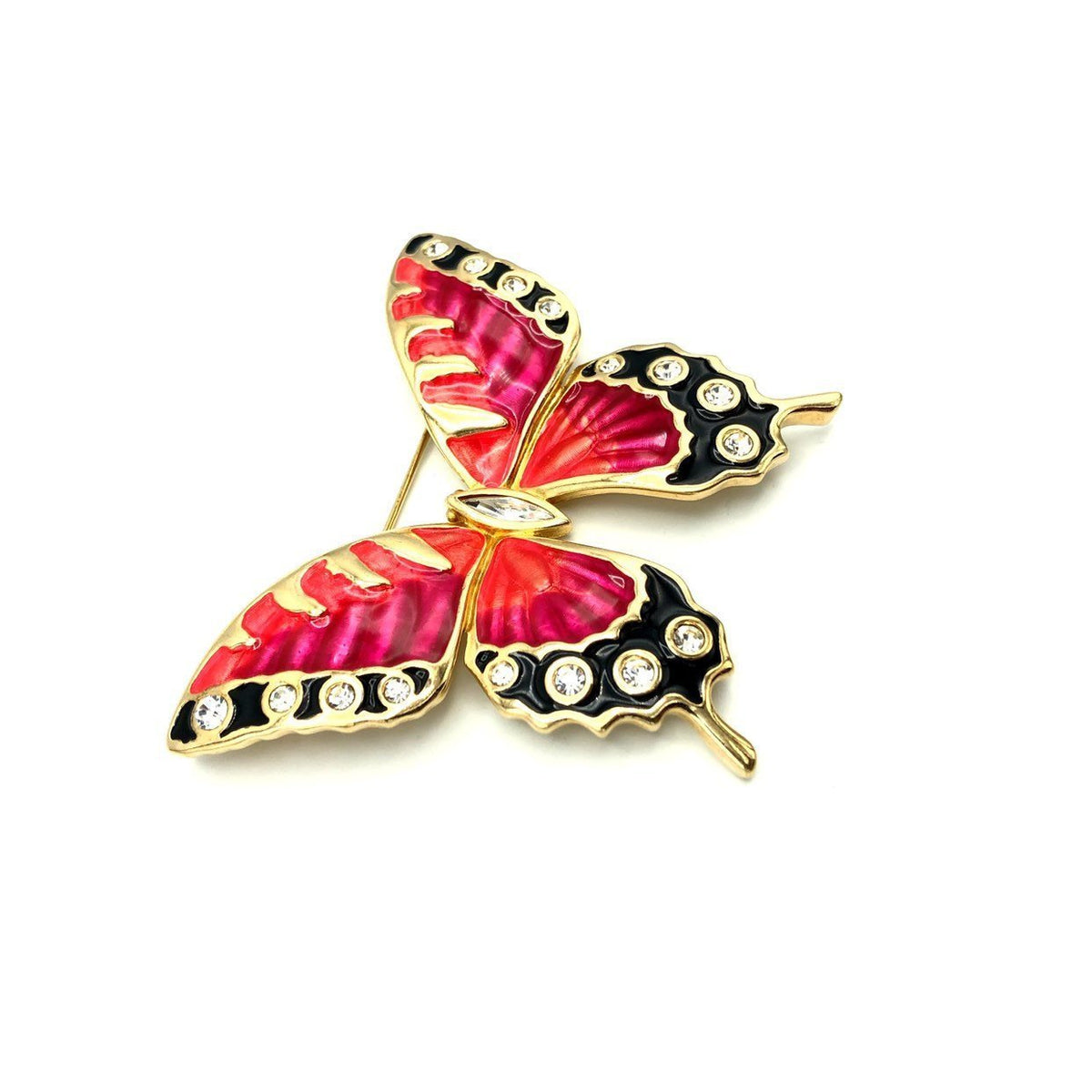 Swarovski Large Enamel Rhinestone Butterfly Brooch - 24 Wishes Vintage Jewelry