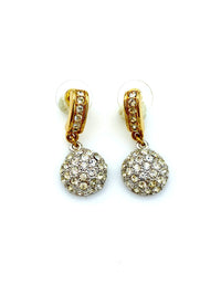 Swarovski Pave Crystal Dangle Vintage Gold Earrings - 24 Wishes Vintage Jewelry