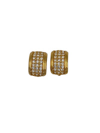 Swarovski SAL Gold Crystal Rhinestone Wide Hoop Clip - On Earrings Earrings 24 Wishes Vintage Jewelry
