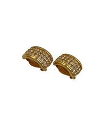 Swarovski SAL Gold Crystal Rhinestone Wide Hoop Clip - On Earrings Earrings 24 Wishes Vintage Jewelry