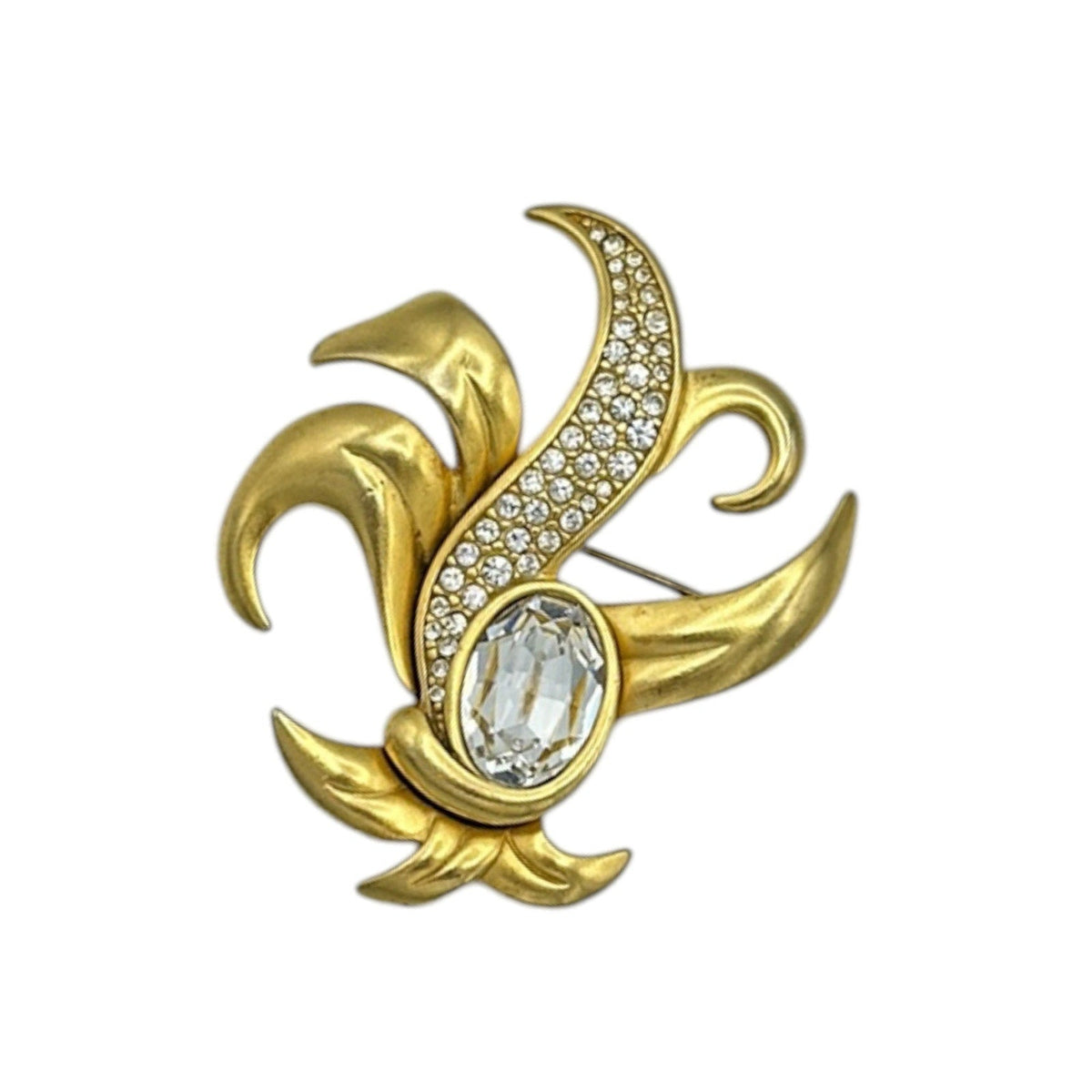 Brooches & PinsSwarovski Swan Signed Gold Fleur De Lis Brooch