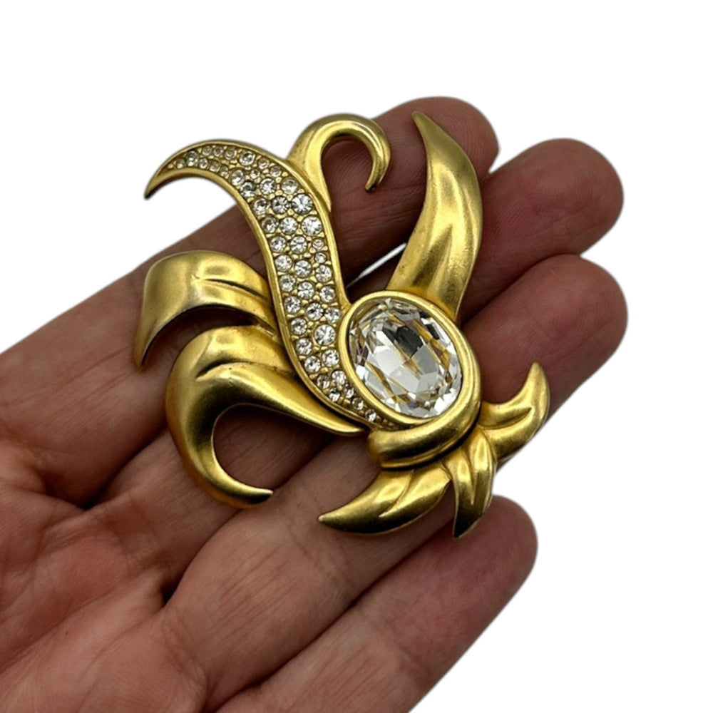 Brooches & PinsSwarovski Swan Signed Gold Fleur De Lis Brooch