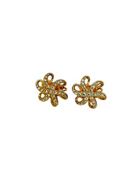 Swarovski Vintage Jewelry Gold Pave Clear Crystal Ribbon Clip - On Earrings - 24 Wishes Vintage Jewelry