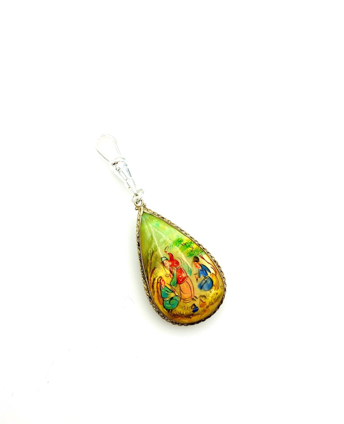 Teardrop Hand Painted Nature Scene Charm - 24 Wishes Vintage Jewelry