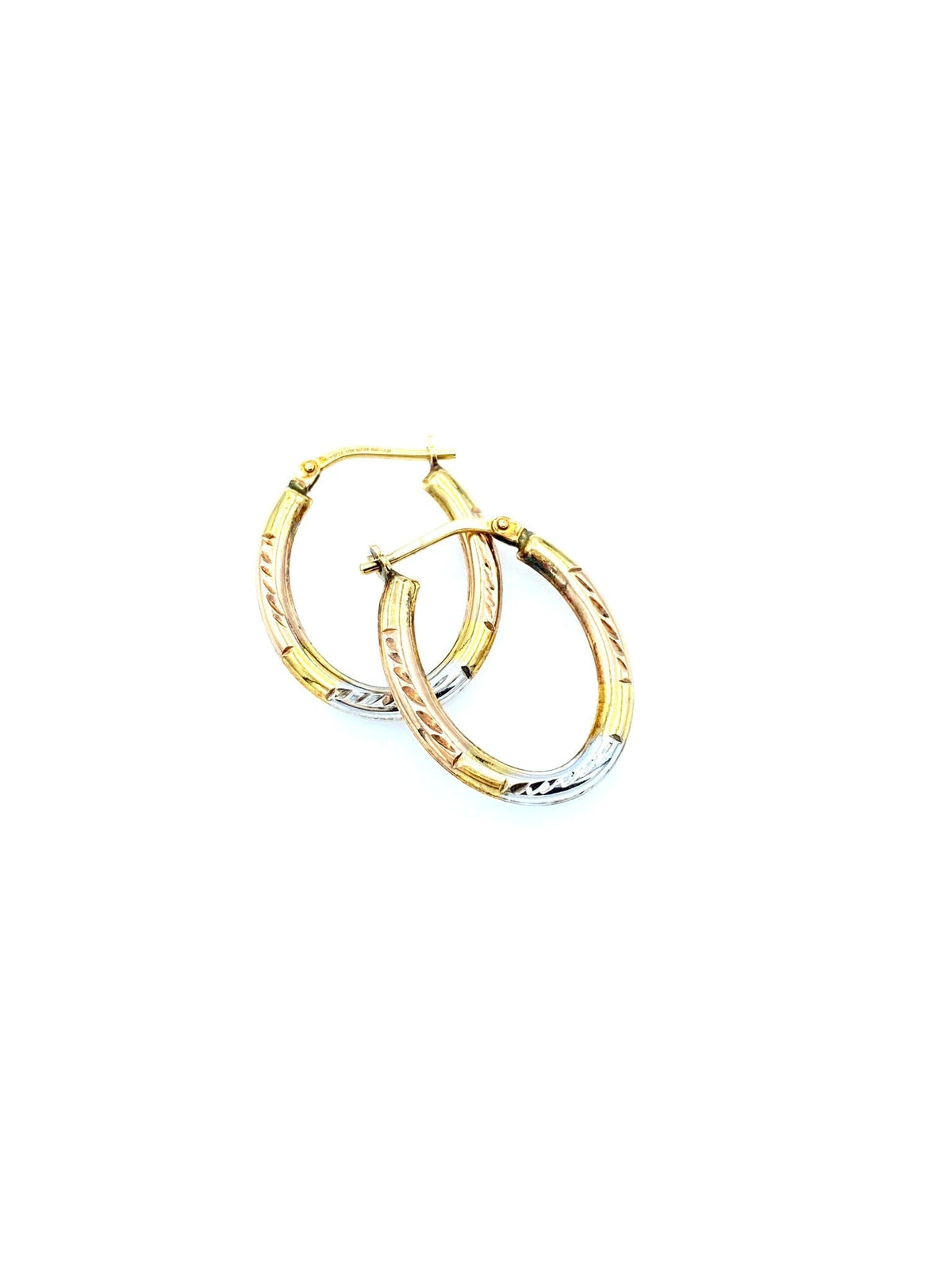 Tri - Color Gold Filled Vintage Hoop Pierced Earrings - 24 Wishes Vintage Jewelry