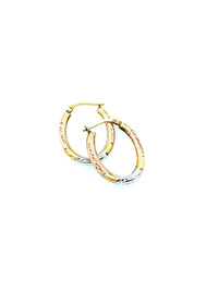 Tri - Color Gold Filled Vintage Hoop Pierced Earrings - 24 Wishes Vintage Jewelry