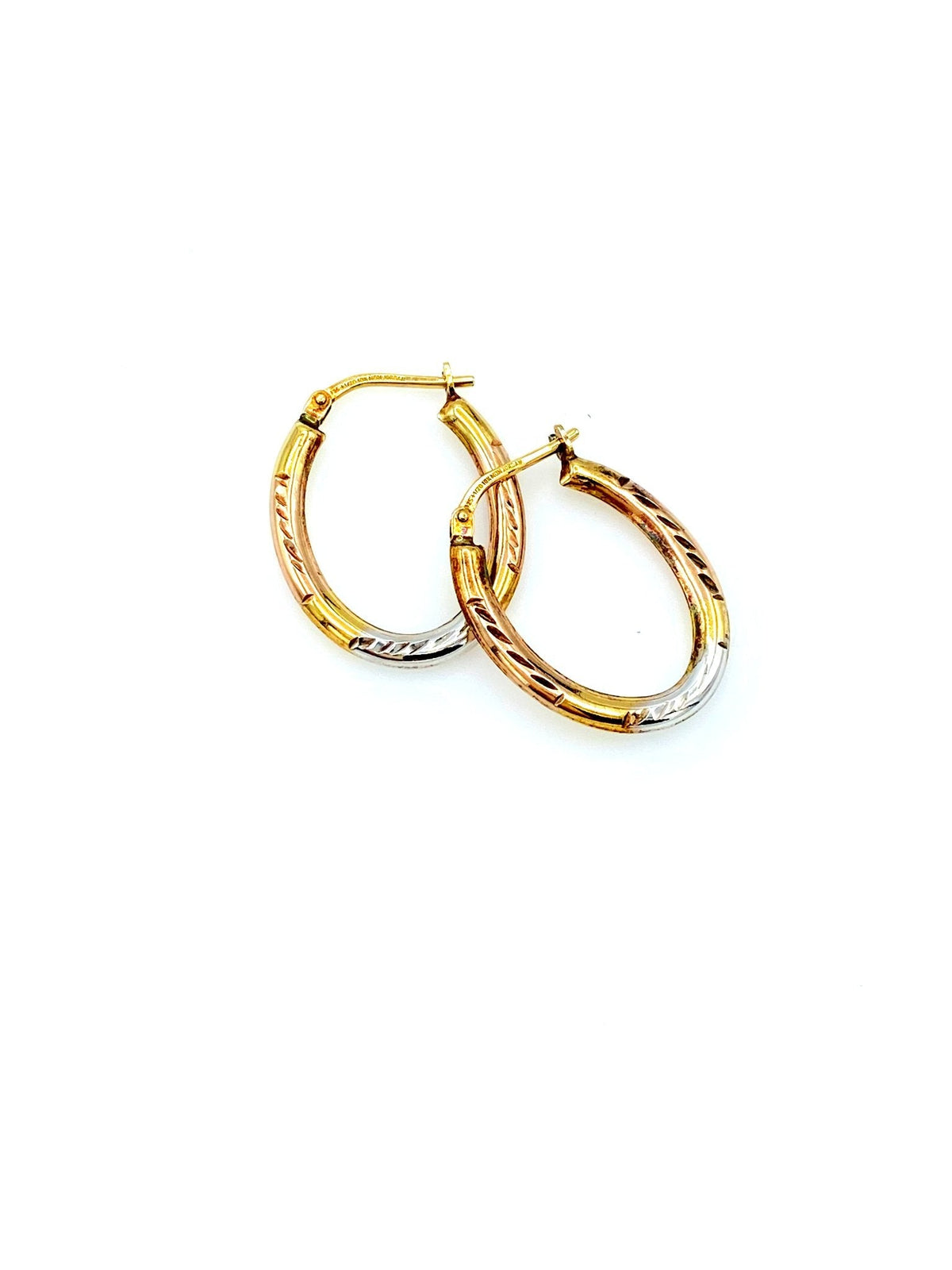 Tri - Color Gold Filled Vintage Hoop Pierced Earrings - 24 Wishes Vintage Jewelry