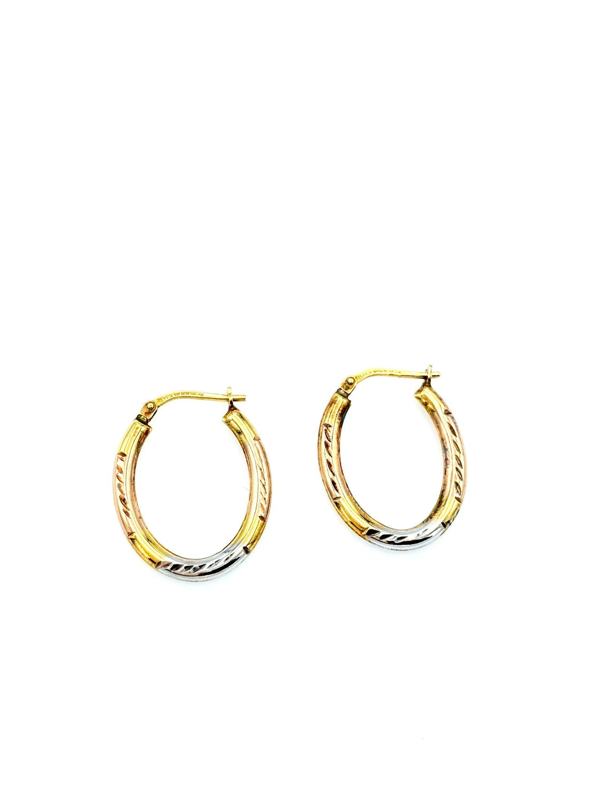 Tri - Color Gold Filled Vintage Hoop Pierced Earrings - 24 Wishes Vintage Jewelry