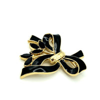 Trifari Kunio Matsumoto Black Enamel Bow Vintage Brooch - 24 Wishes Vintage Jewelry