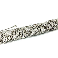 Trifari Filigree Style Silver Vintage Panel Bracelet - 24 Wishes Vintage Jewelry