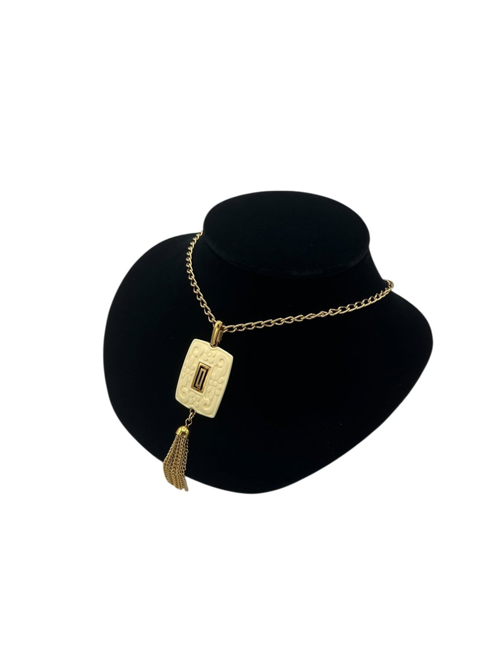 Trifari Floral Tassel Pendant Long Gold Layering Chain - 24 Wishes Vintage Jewelry