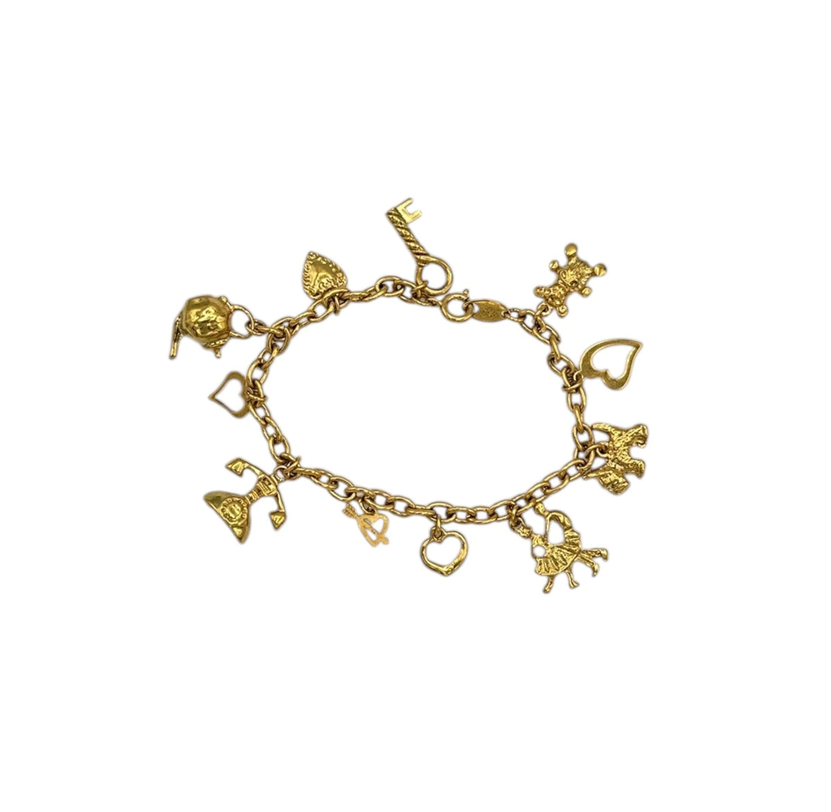 Trifari Gold Novelty Vintage Charm Bracelet 24 Wishes Vintage Jewelry