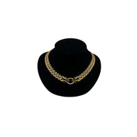Trifari Gold Panther Link Chain Black Enamel Pendant