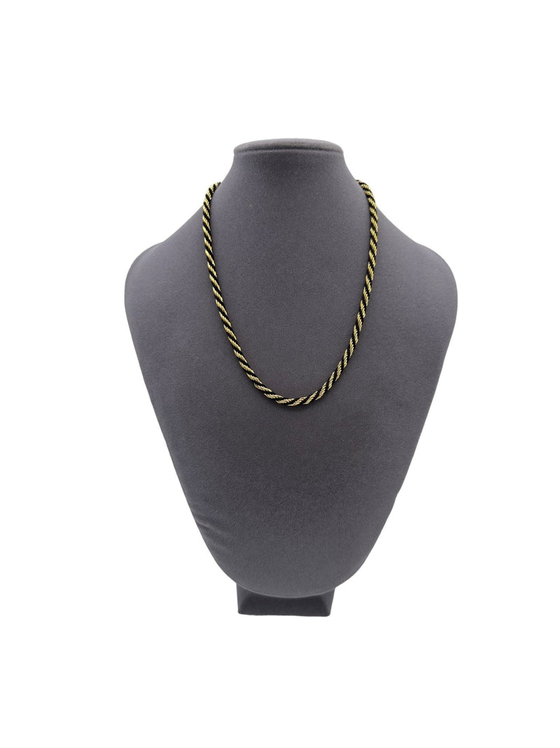 Trifari Jewelry Gold Rope Chain Interweave of Black Layering Necklace - 24 Wishes Vintage Jewelry