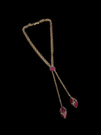 Trifari Royal Renaissance Lariat Stain Glass Pendant Long Chain Necklace - 24 Wishes Vintage Jewelry