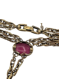 Trifari Royal Renaissance Lariat Stain Glass Pendant Long Chain Necklace - 24 Wishes Vintage Jewelry