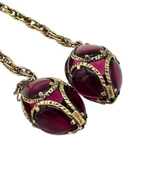Trifari Royal Renaissance Lariat Stain Glass Pendant Long Chain Necklace - 24 Wishes Vintage Jewelry