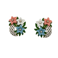 Jewelry SetsTrifari Signed White Enamel Lattice Flower Necklace Earring Jewelry Set