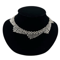 Trifari Silver Geometric Fringe Chain Necklace Vintage Signed