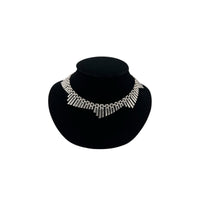 Trifari Silver Geometric Fringe Chain Necklace Vintage Signed