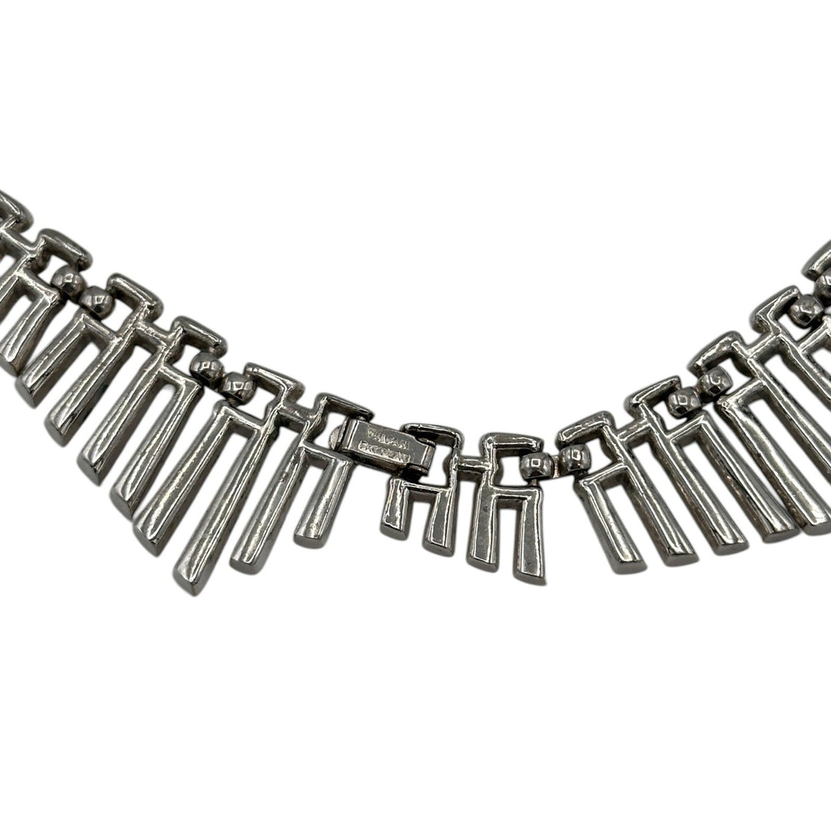 Trifari Silver Geometric Fringe Chain Necklace Vintage Signed