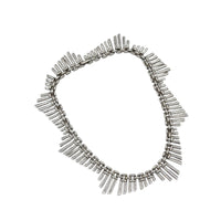 Trifari Silver Geometric Fringe Chain Necklace Vintage Signed