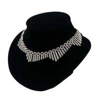 Trifari Silver Geometric Fringe Chain Necklace Vintage Signed