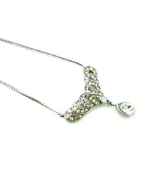 Trifari Silver Teardrop Rhinestone Pendant - 24 Wishes Vintage Jewelry