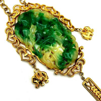 Vendome Asian - Inspired Green Jade Vintage Pendant - 24 Wishes Vintage Jewelry