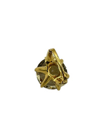 Vendome Gold Large Round Smokey Quartz Glass Vintage Cocktail Ring - 24 Wishes Vintage Jewelry