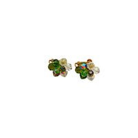 Vendome Green Faceted Crystal Cluster Vintage Clip - On Earrings - 24 Wishes Vintage Jewelry