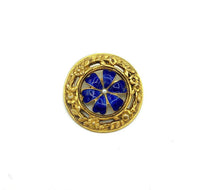 Victorian Revival Blue Enamel Flower Brooch by Freirich - 24 Wishes Vintage Jewelry