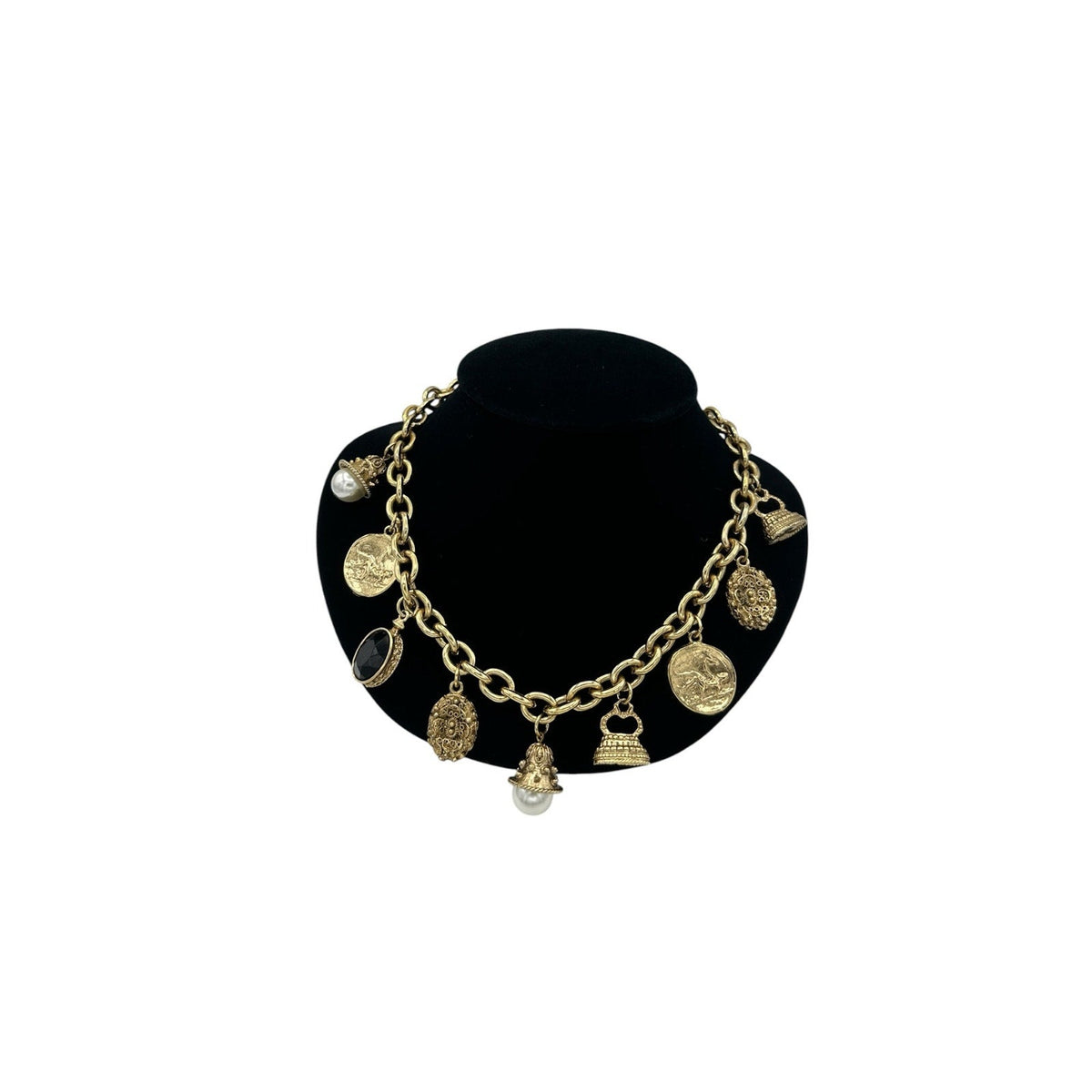 Necklaces & PendantsVictorian Revival Gold Charm Necklace Fobs Coins Pearls