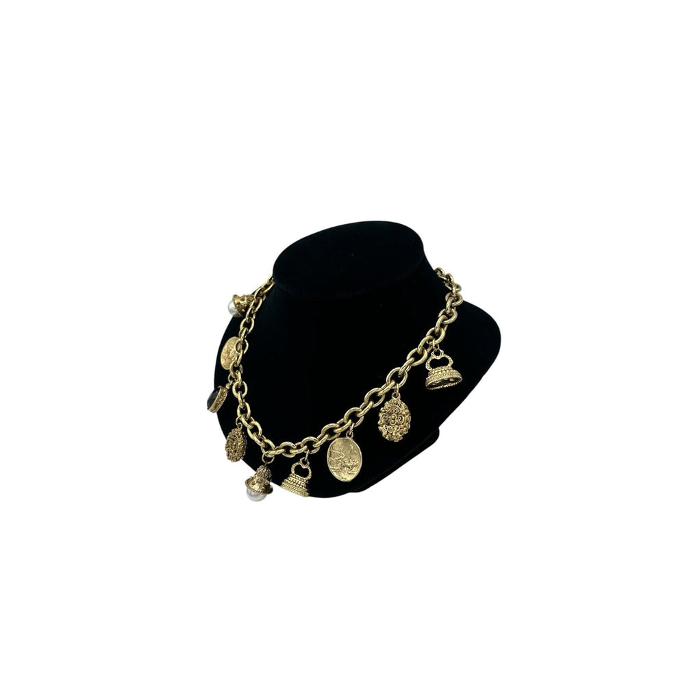 Necklaces & PendantsVictorian Revival Gold Charm Necklace Fobs Coins Pearls