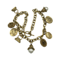Necklaces & PendantsVictorian Revival Gold Charm Necklace Fobs Coins Pearls