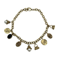 Necklaces & PendantsVictorian Revival Gold Charm Necklace Fobs Coins Pearls