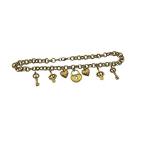 Necklaces & PendantsVictorian Revival Gold Charm Necklace Key Crown Heart Lock Charms