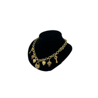 Necklaces & PendantsVictorian Revival Gold Charm Necklace Key Crown Heart Lock Charms