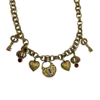 Necklaces & PendantsVictorian Revival Gold Charm Necklace Key Crown Heart Lock Charms