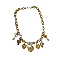 Necklaces & PendantsVictorian Revival Gold Charm Necklace Key Crown Heart Lock Charms