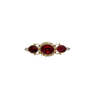 Brooches & PinsVintage 1928 Gold Plated Victorian Revival Faceted Red Glass Stone Bar Brooch