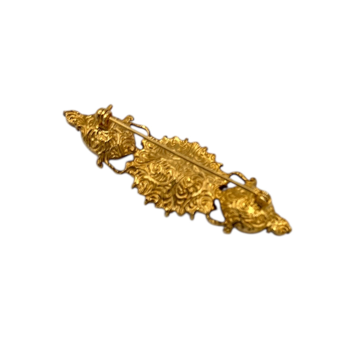 Brooches & PinsVintage 1928 Gold Plated Victorian Revival Faceted Red Glass Stone Bar Brooch